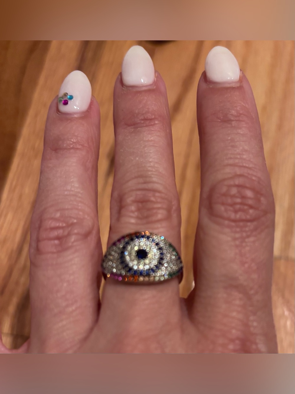 Multicolor Pavé Evil Eye Ring - Women's Fashion Jewelry